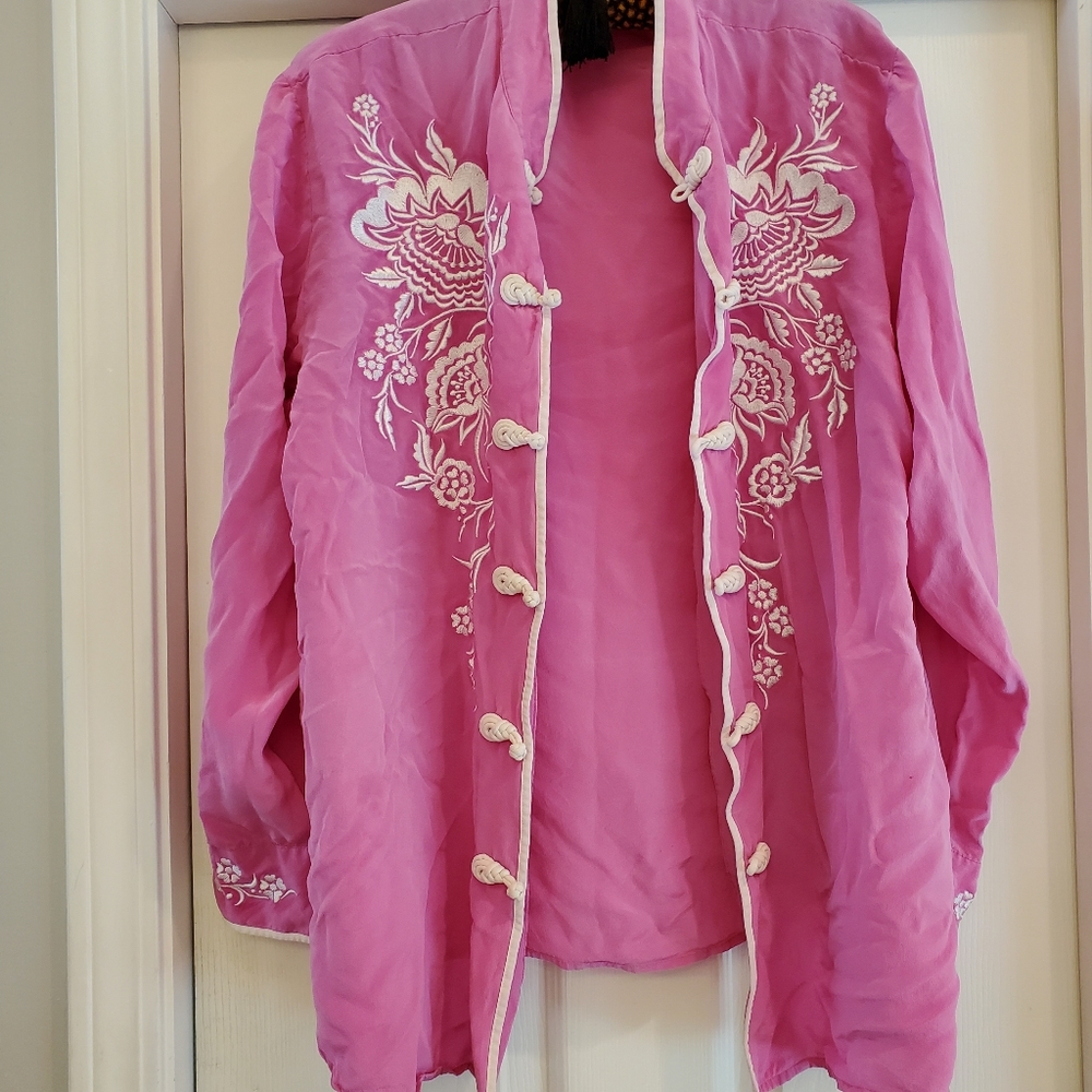 Bob Mackie Pink Embroidered Women's Top